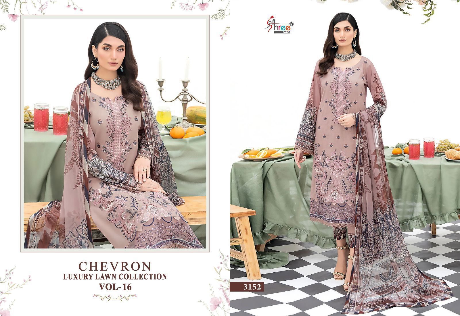 Shree Chevron Luxury Lawn Collection Vol 16 Pakistani Suits Catalog
